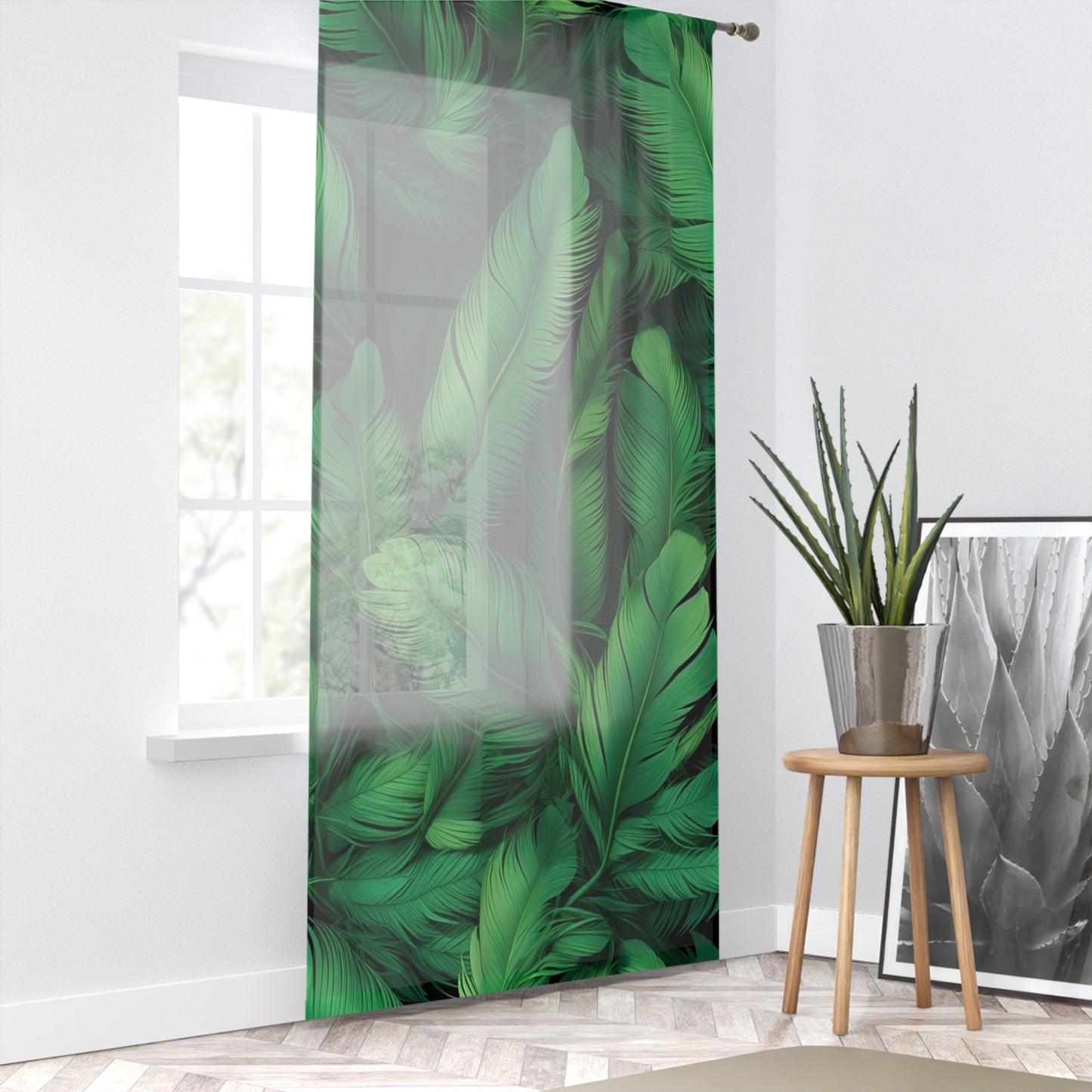 Tropical Leaf Window Curtain, Botanical Home Decor, Green Jungle Drapes, Living Room Curtains, Nature-Inspired Window Treatment