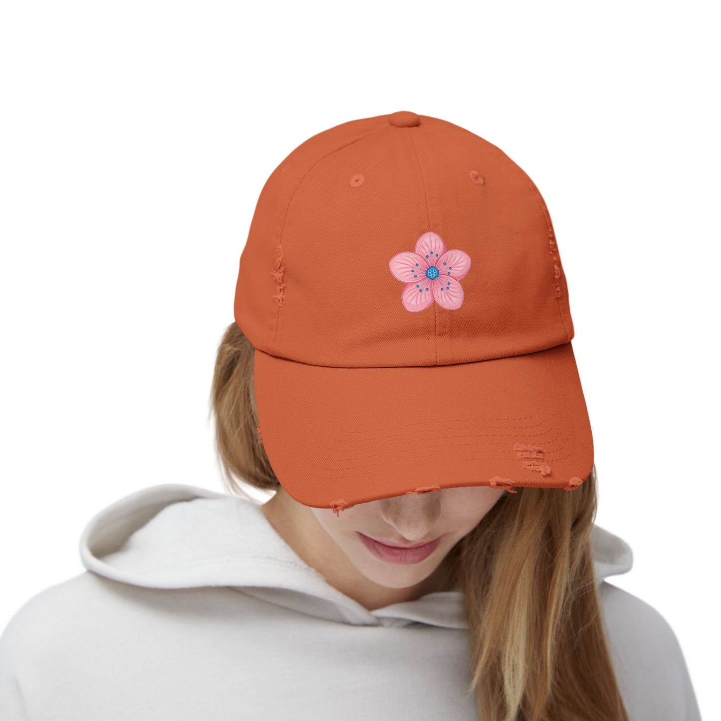 Floral Distressed Cap | Trendy Hat for Spring and Summer | Perfect Gift for Floral Lovers, Outdoor Events, Festivals, Birthdays