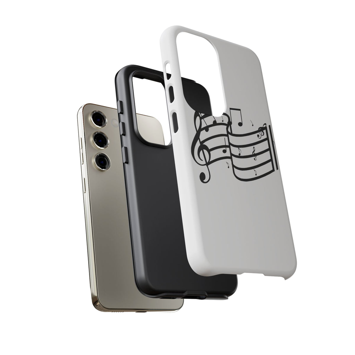 Musical Notes Phone Case — Black Treble Clef Music Staff Tough Case