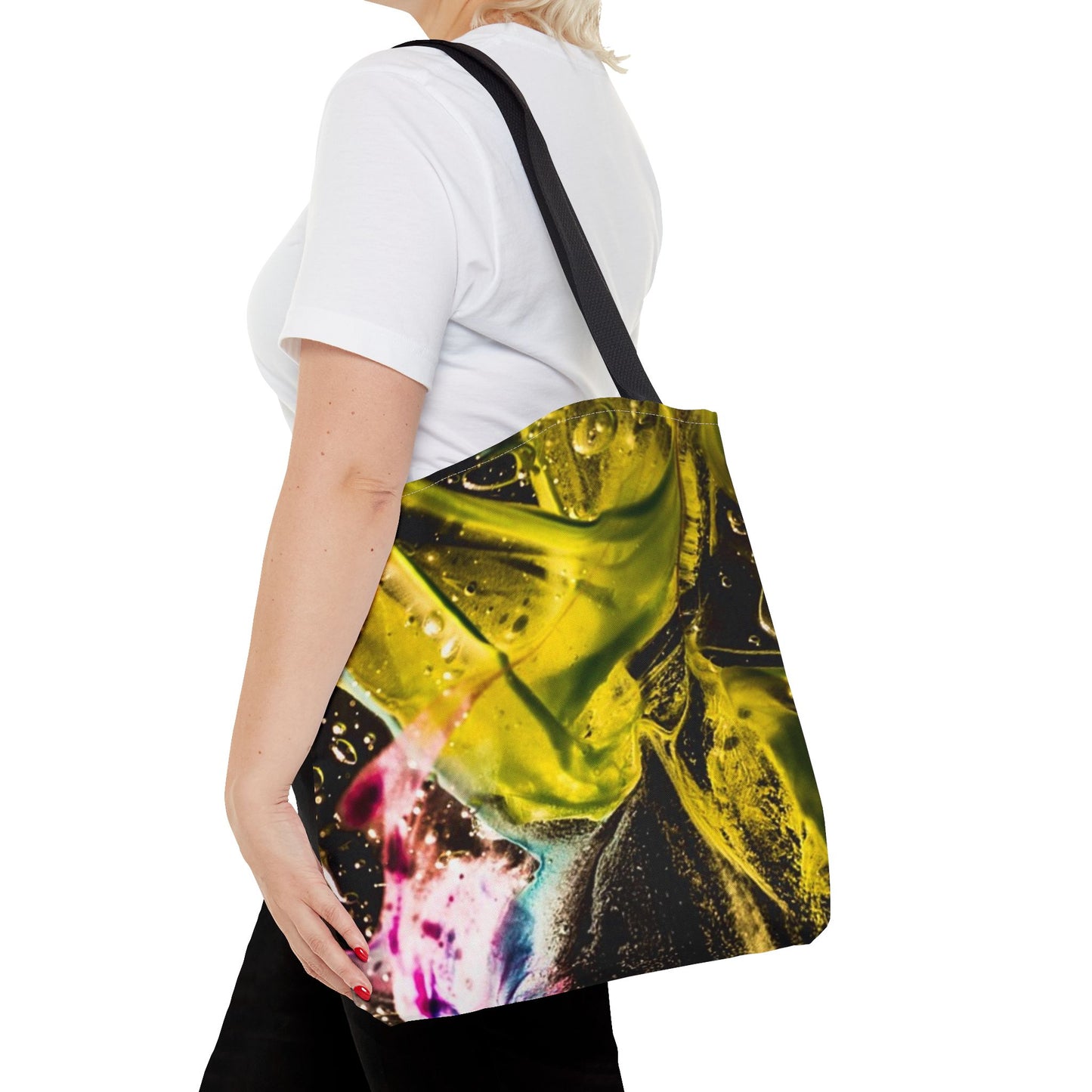 Vibrant Abstract Art Tote Bag, Colorful Reusable Shopper