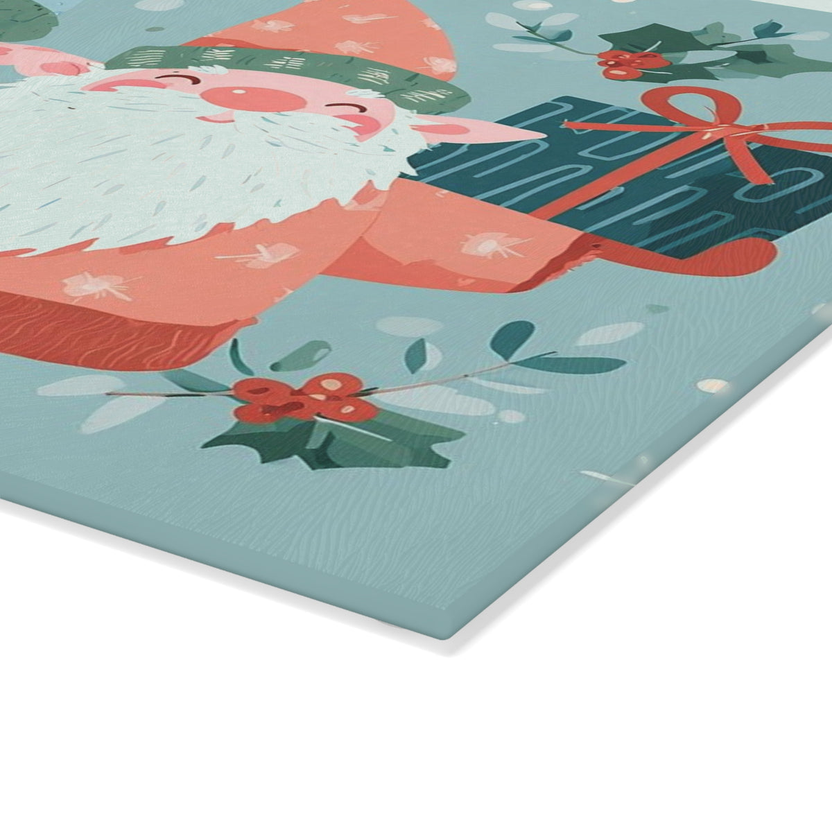 Christmas Gnome Glass Cutting Board, Holiday Kitchen Decor, Gift for Foodies, Gnome Lover Gift, Festive Kitchen Accessory