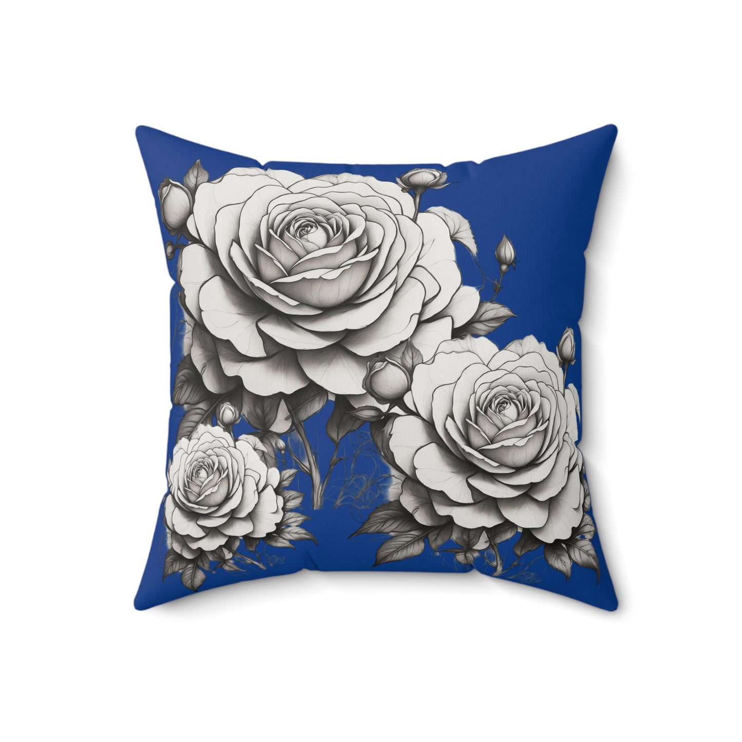Elegant Floral Rose Pillow Cover, Home Decor Cushion, Gift for Her, Blue and White Style, Cozy Living Room Accent