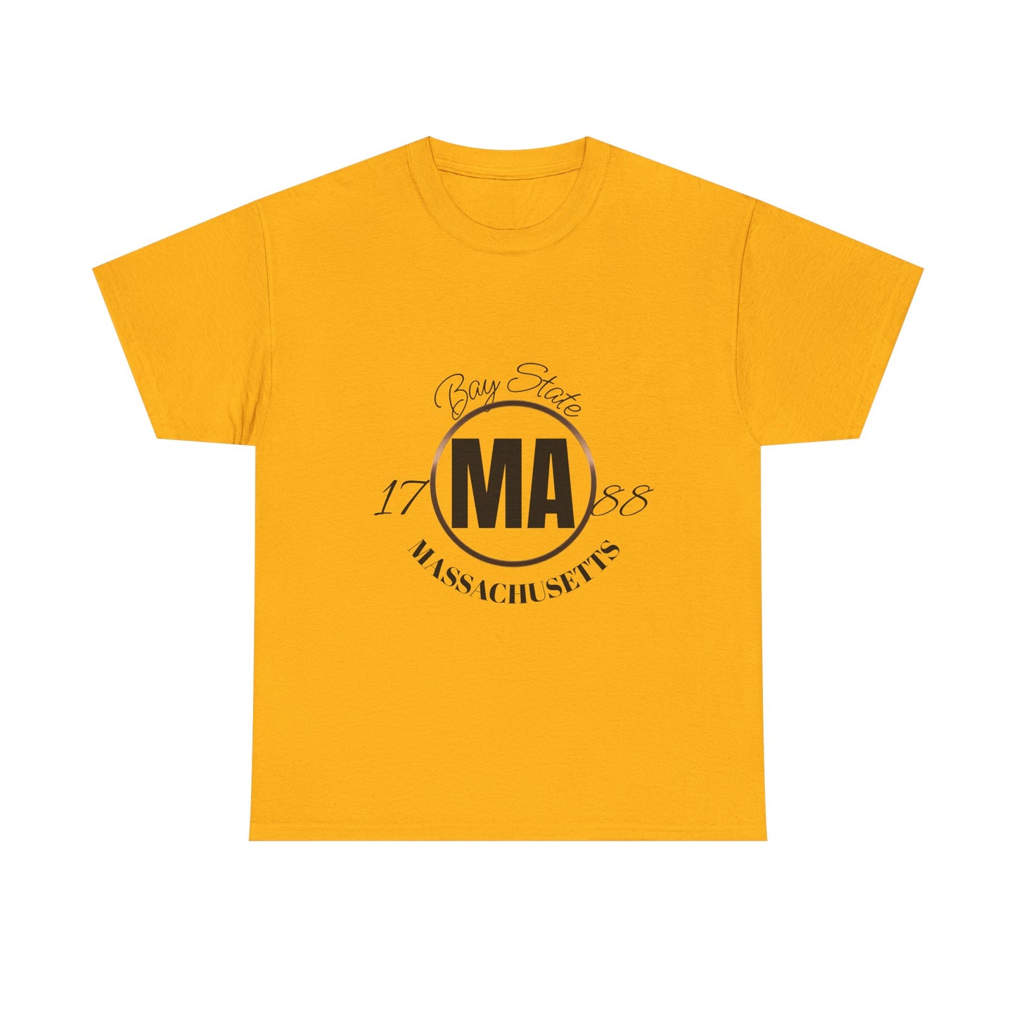 Unisex Heavy Cotton Tee with Massachusetts Design, Casual Wear, Gift for Him/Her, Travel Souvenir, Vintage Style