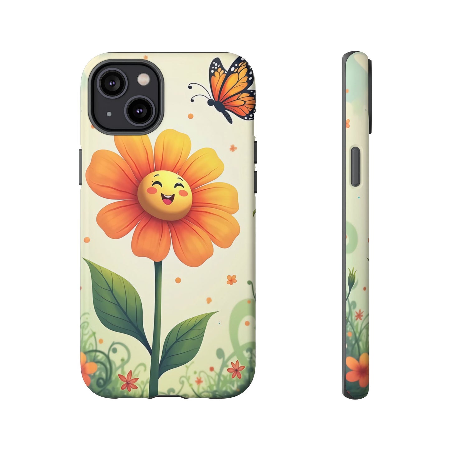 Floral Phone Case with Butterfly Design, Cute Flower Phone Cover for Nature Lovers, Eco-Friendly Gift, Spring Vibes, Birthday Present