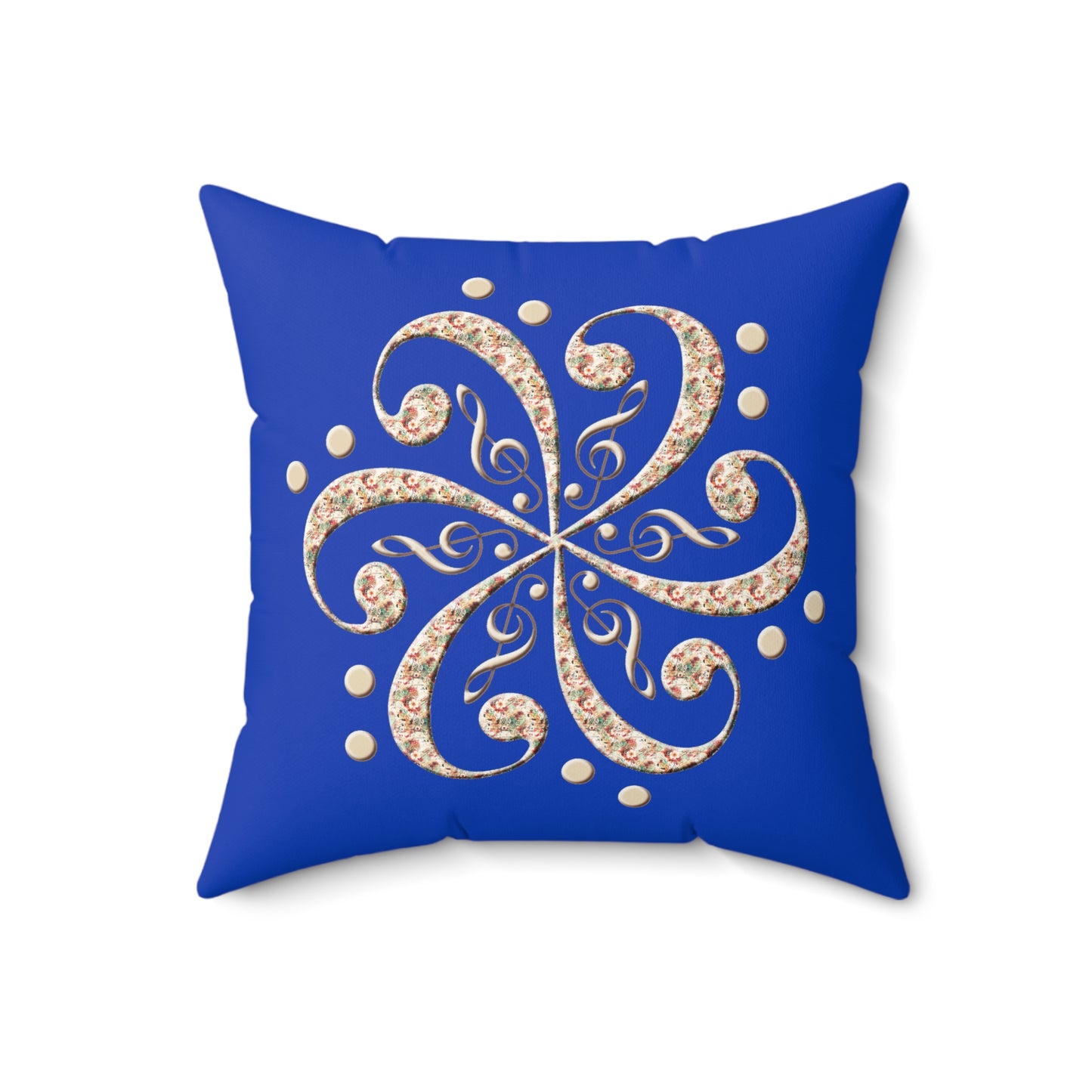 Blue Floral Swirl Decorative Pillow, Home Decor, Bohemian Accent, Sofa Cushion, Gift for Her, Living Room