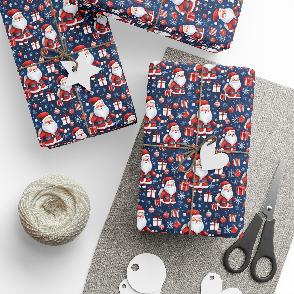 Santa Pattern Wrapping Paper Roll — Festive Christmas Gift Wrap