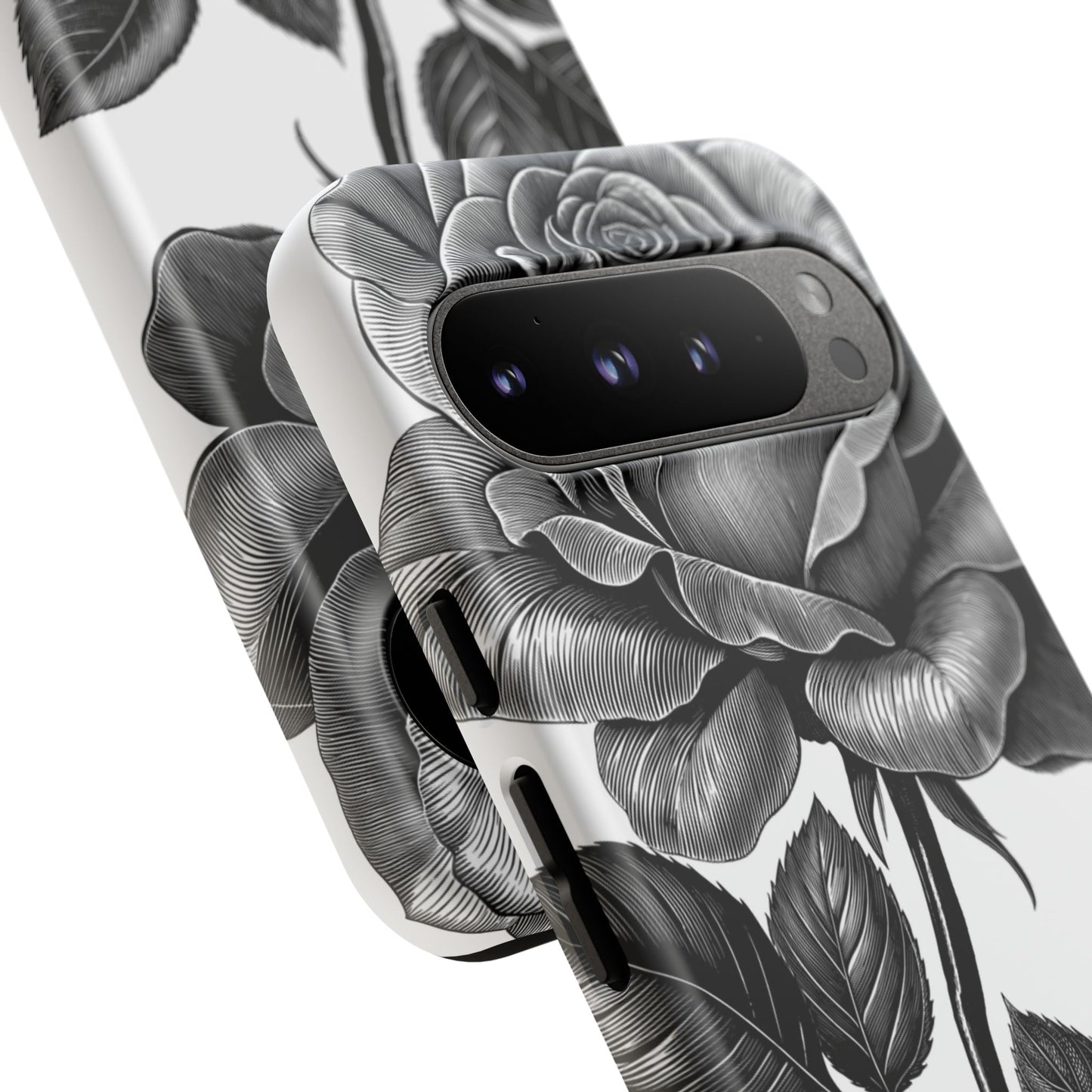 Elegant Floral Phone Case - Tough Cases, Black Rose Design, Floral Phone Cover, Stylish Phone Accessory, Gift for Her, Mother's Day