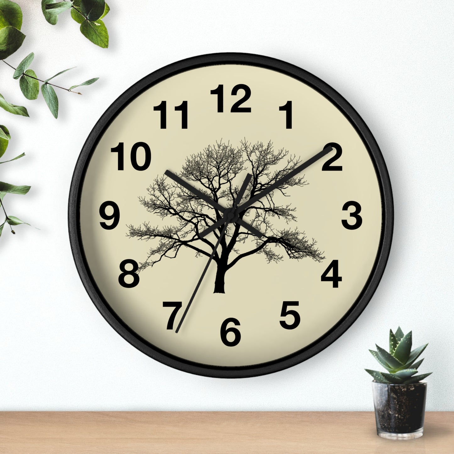 Elegant Tree Silhouette Wall Clock, Home Decor, Nature Lover Gift, Rustic Wall Art, Black and White Clock, Classic Timepiece