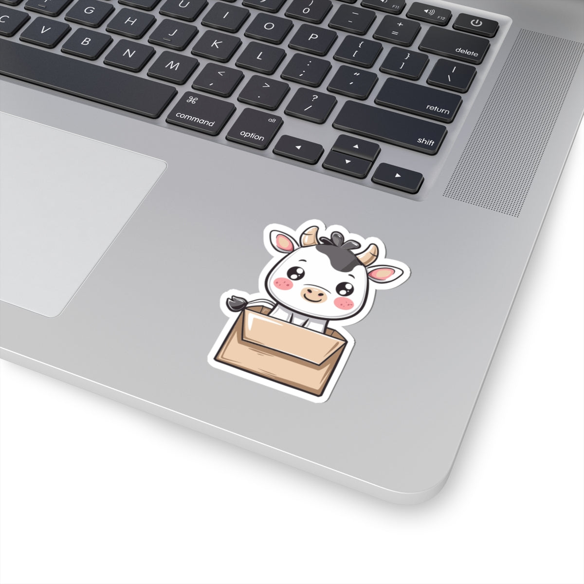 Cute Cow in Box Stickers, Adorable Laptop Decals