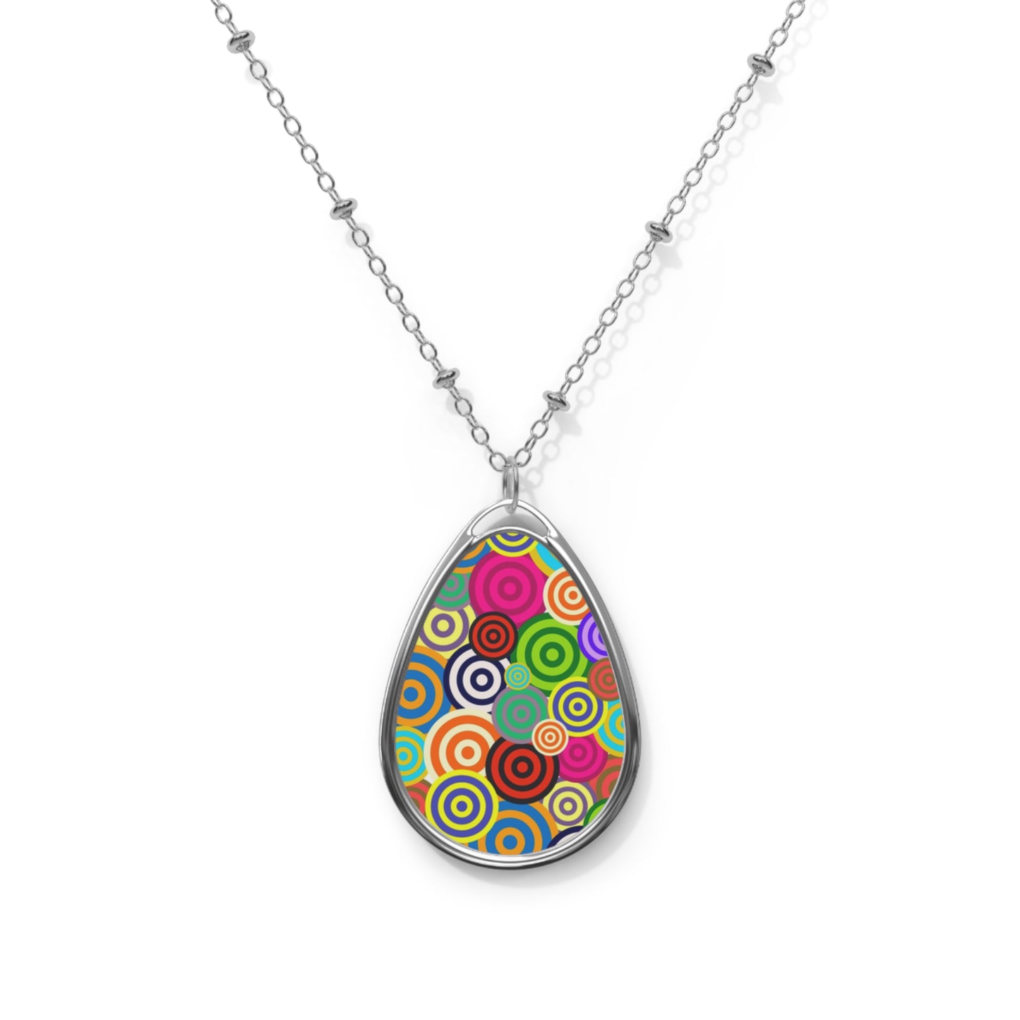 Colorful Circle Pendant Necklace, Boho Jewelry, Gift for Her, Everyday Jewelry, Unique Accessories, Fun Statement Piece