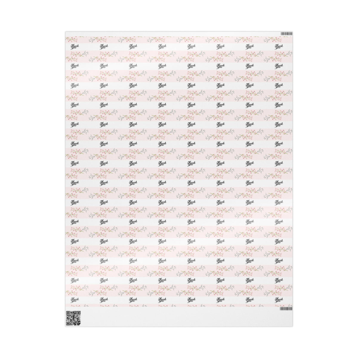 Floral Pink Thank you Wrapping Paper Roll