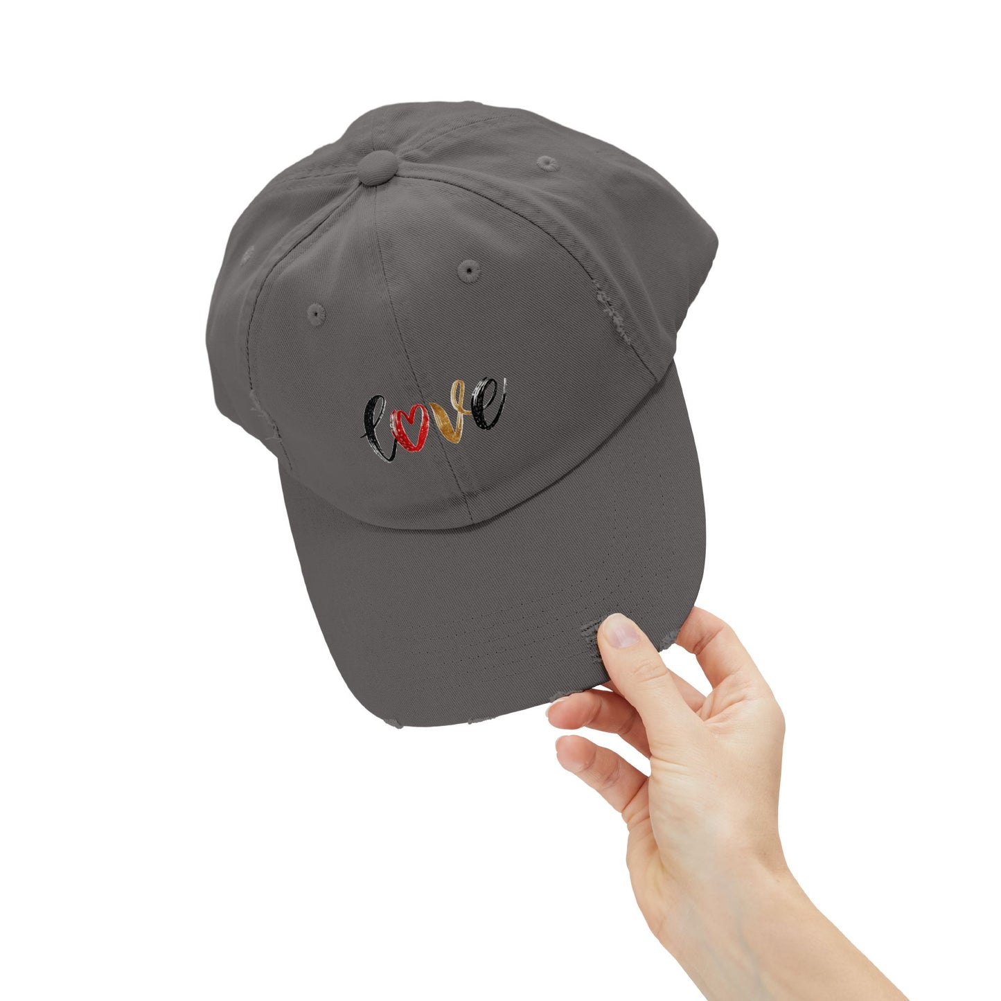 Distressed Love Cap - Casual Unisex Hat for Everyday Wear, Gift for Her, Summer Accessory, Trendy Streetwear, Distressed Cap