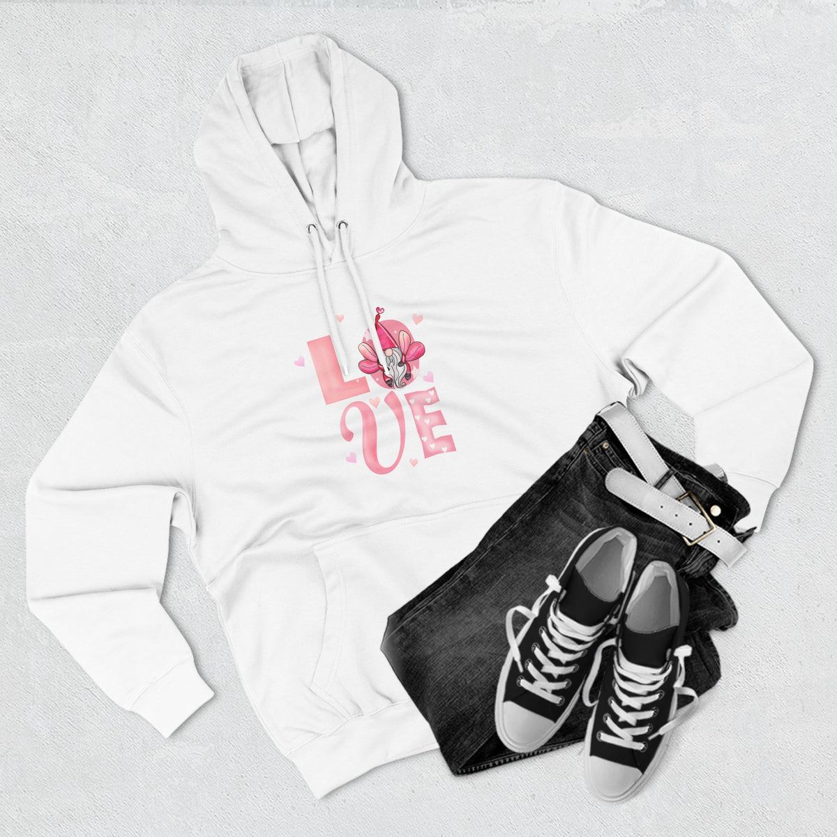 Love Blossom Hoodie — Pink Floral "LOVE" Graphic Fleece Hoodie