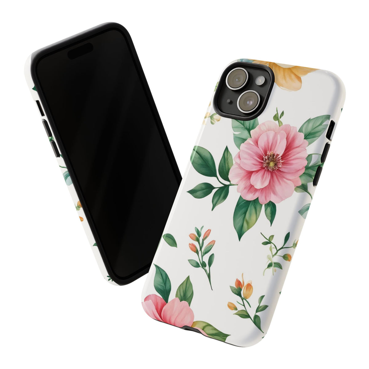 Floral Tough Phone Case — Pink Peony Protective Phone Cover