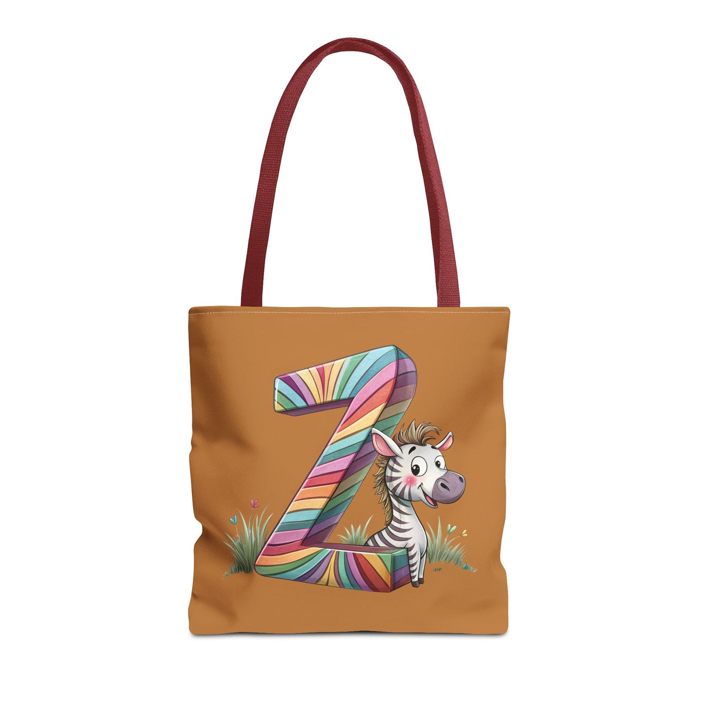 Colorful Zebra Initial Tote Bag, Kids' Backpack, Fun Reusable Shopping Bag, Cute Gift for Animal Lovers, Eco-Friendly, Alphabet Design