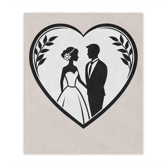 Wedding Couple Heart Minky Blanket – Romantic Bride & Groom Throw, Perfect for Anniversaries or Bridal Gifts