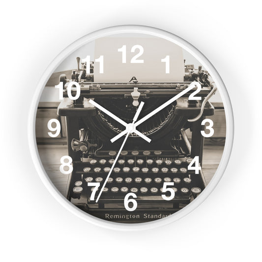 Vintage Typewriter Wall Clock, Antique Decor, Home Office Wall Art, Gifts for Writers, Retro Style Clock, Timeless Design