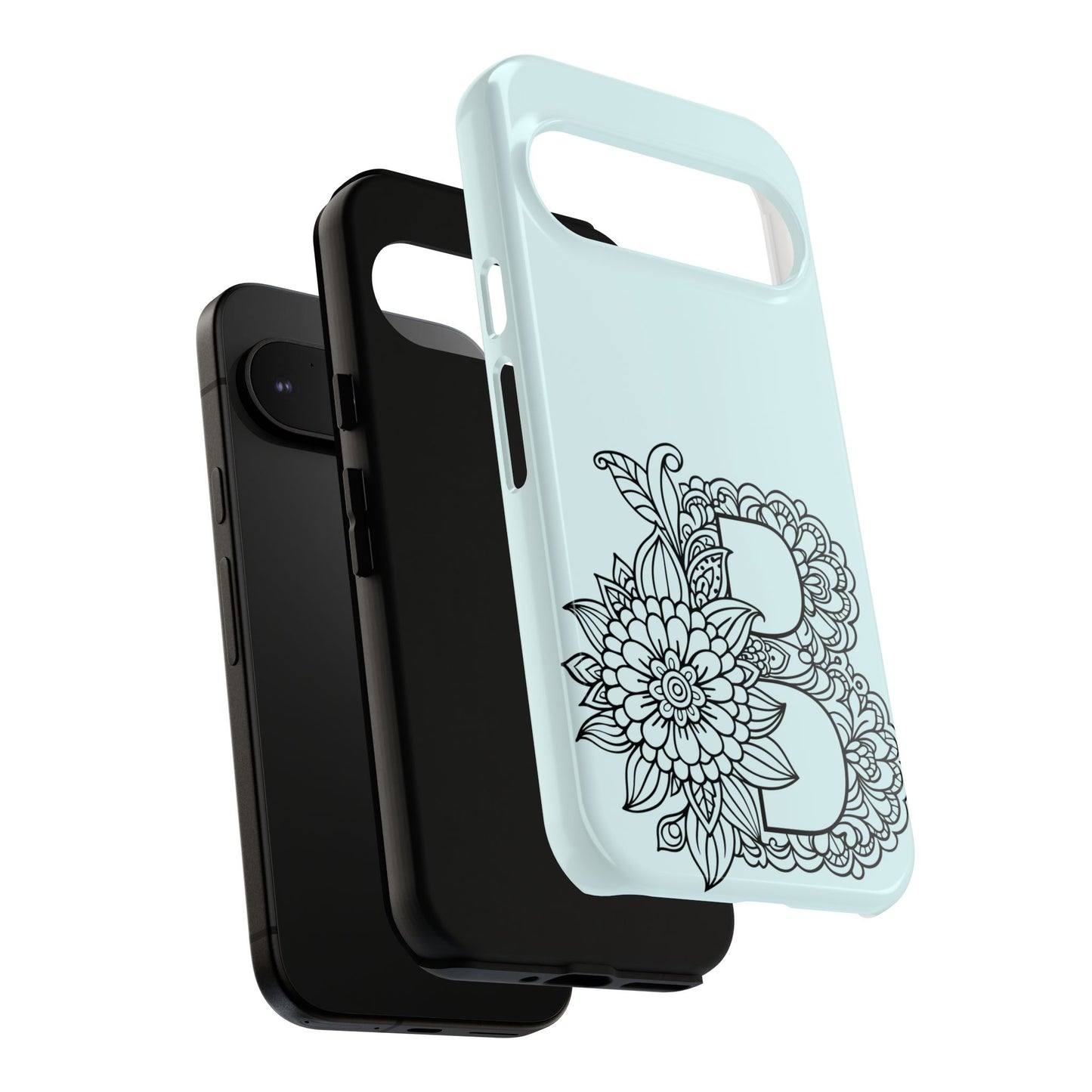 Personalized Tough Phone Case- Letter B, Floral Monogram Cell Phone Cover, Custom Protective Case, Unique Gift, Birthday, Graduation