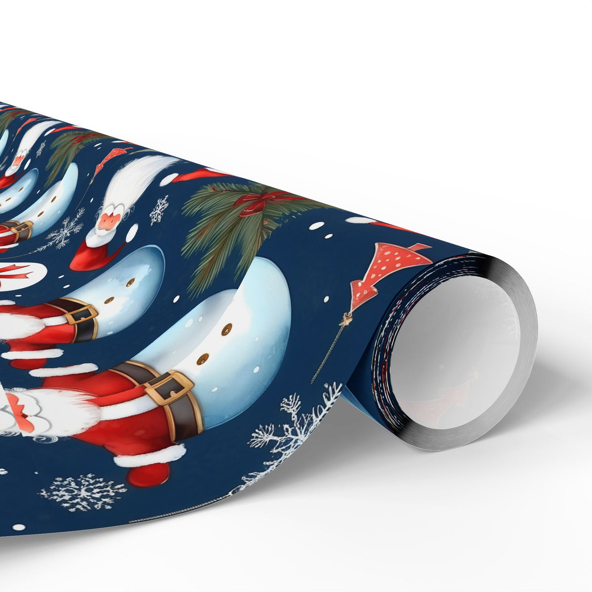 Christmas Snowman & Santa Wrapping Paper Roll — Festive Holiday Gift Wrap