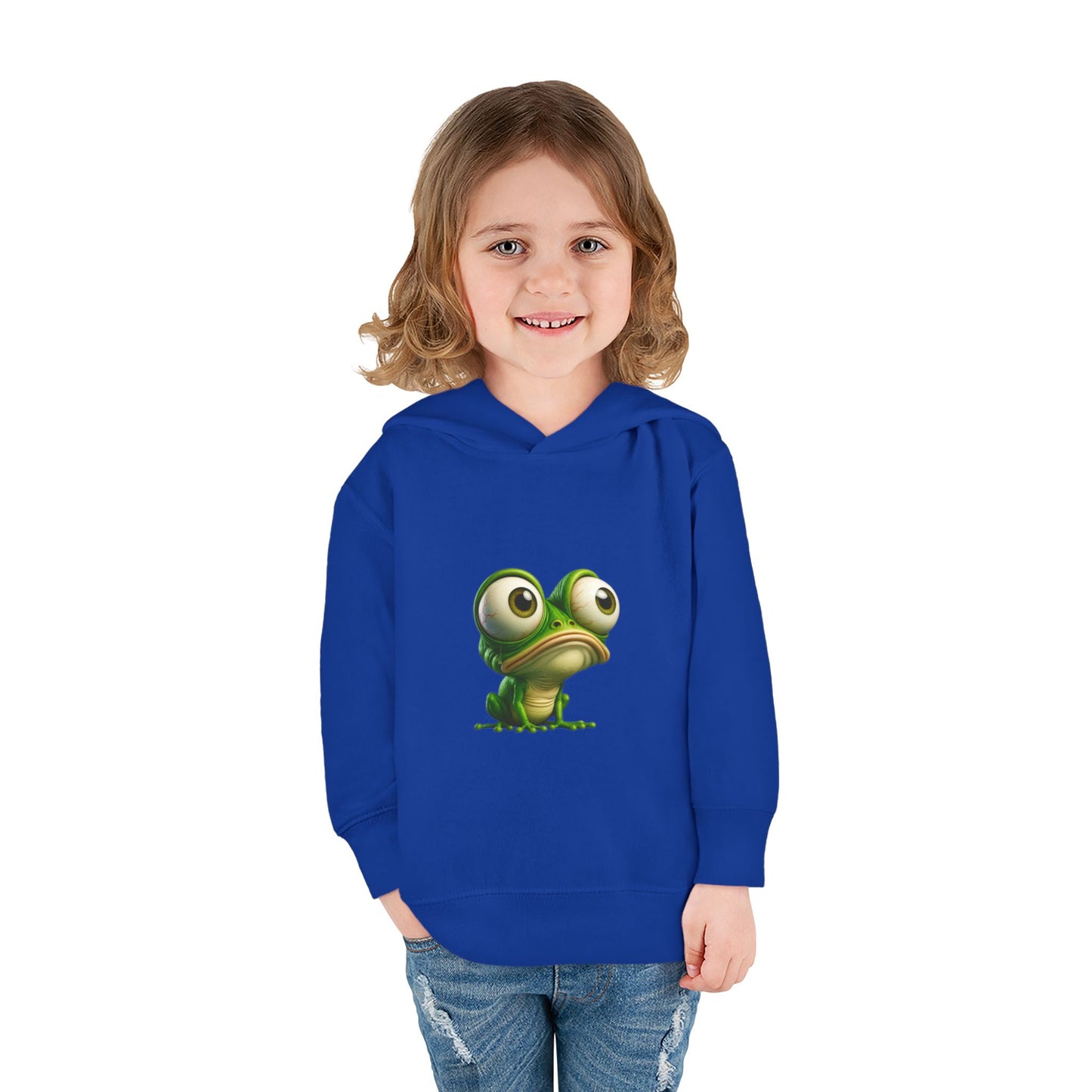 Whimsical Toddler Frog Pullover Hoodie, Cute Kids Fleece Sweater, Playful Toddler Clothing, Children's Gift, Animal Lover Apparel