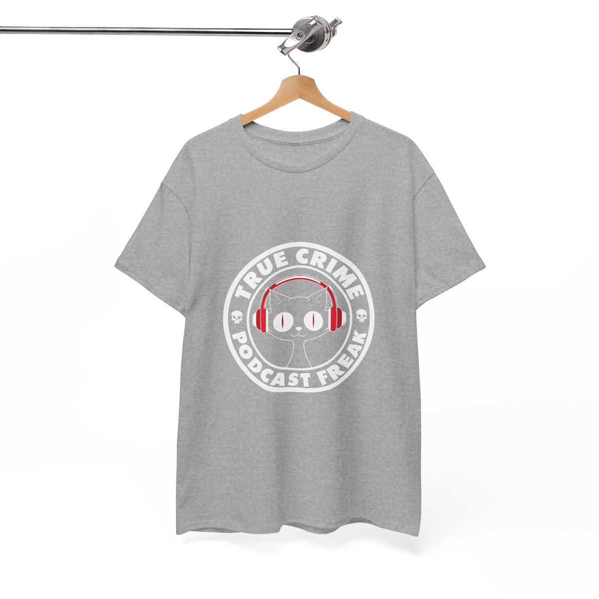 True Crime Podcast Tee — Cat with Headphones Logo