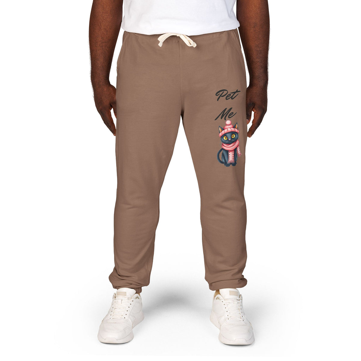 Sweatpants — Colorful Cosmic Cat Graphic "Pet Me" Joggers