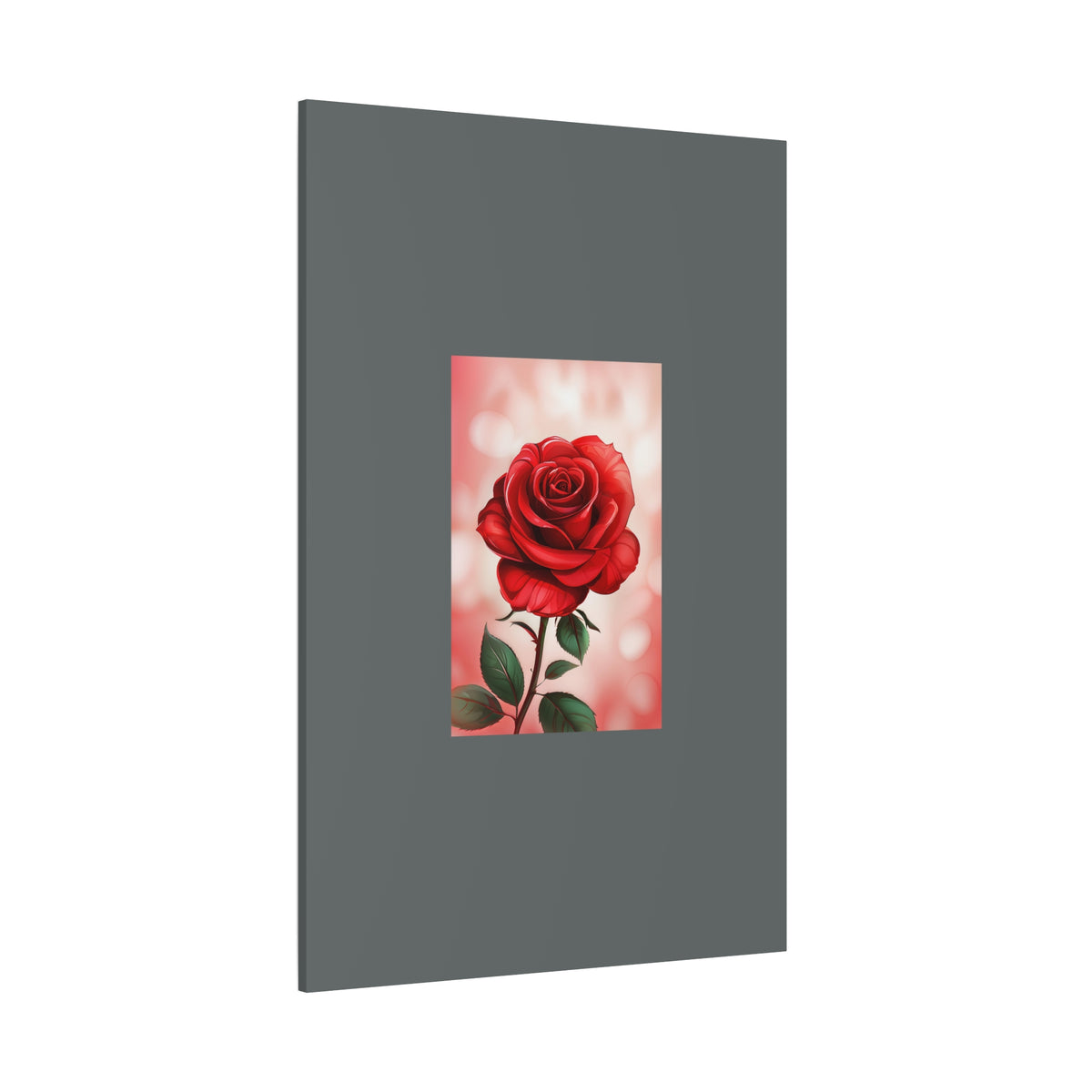 Red Rose Vertical Matte Canvas Print — Romantic Floral Wall Art