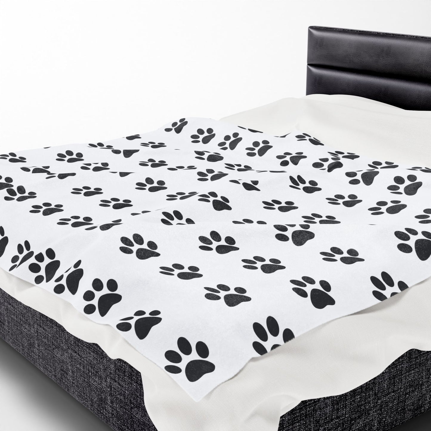 Paw Print Velveteen Plush Blanket, Cozy Pet Blanket, Dog Lover Gift, Soft Throw, Animal Print Home Decor