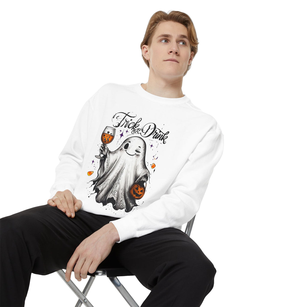 Spooky Ghost Sweatshirt | Trick or Treat Apparel, Halloween Gift, Cozy Unisex Top, Fall Fashion, Casual Wear