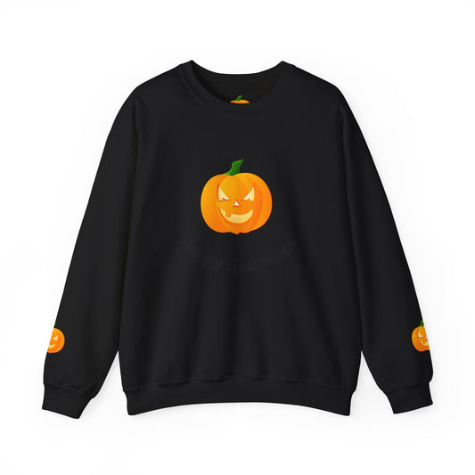 Halloween Pumpkin Sweatshirt, Cozy Fall Apparel, Unisex Crewneck for Halloween, Autumn Casual Wear, Fun Gift Idea