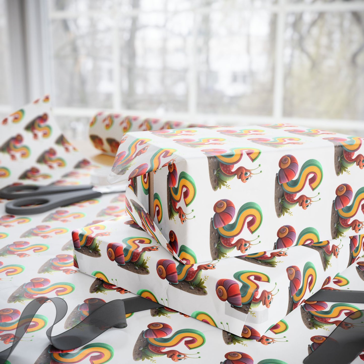 Colorful Snail Wrapping Paper, Fun Holiday Gift Wrap, Creative Present Wrap, Cute Party Supply, Eco-Friendly Wrapping