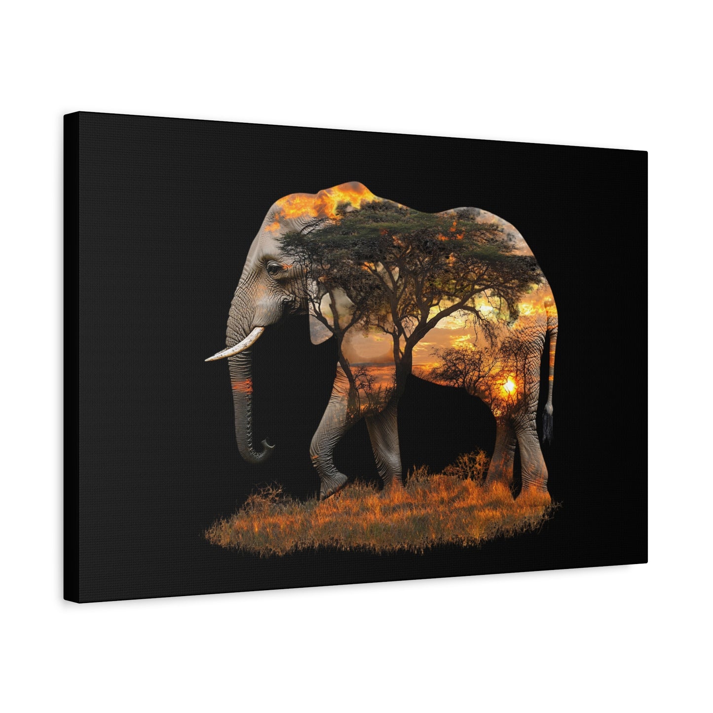 Elephant Tree Matte Canvas Art, Nature Wall Decor, Wildlife Home Decoration, Gift for Animal Lovers, Boho Living Room Accent