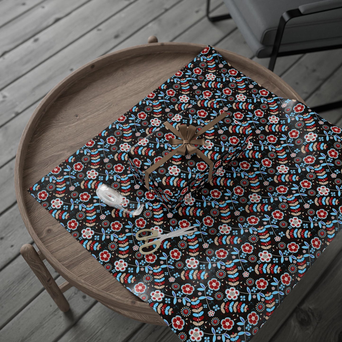 Festive Wrapping Paper Roll, Colorful Floral Gift Wrap for Holidays, Birthdays, Special Occasions, Unique Christmas Gift Wrap