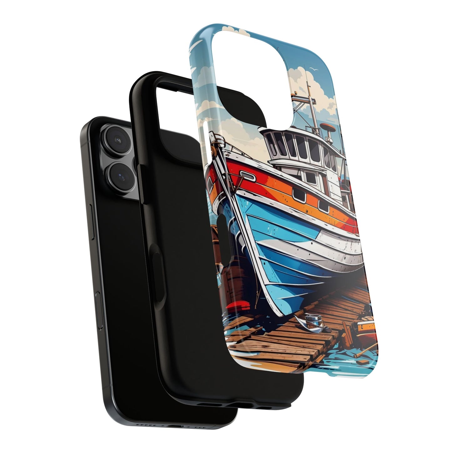 Colorful Fishing Boat Phone Case | Nautical Gift, Marine Design, Coastal Aesthetic, Summer Vibes, Sea Lover's Accessory