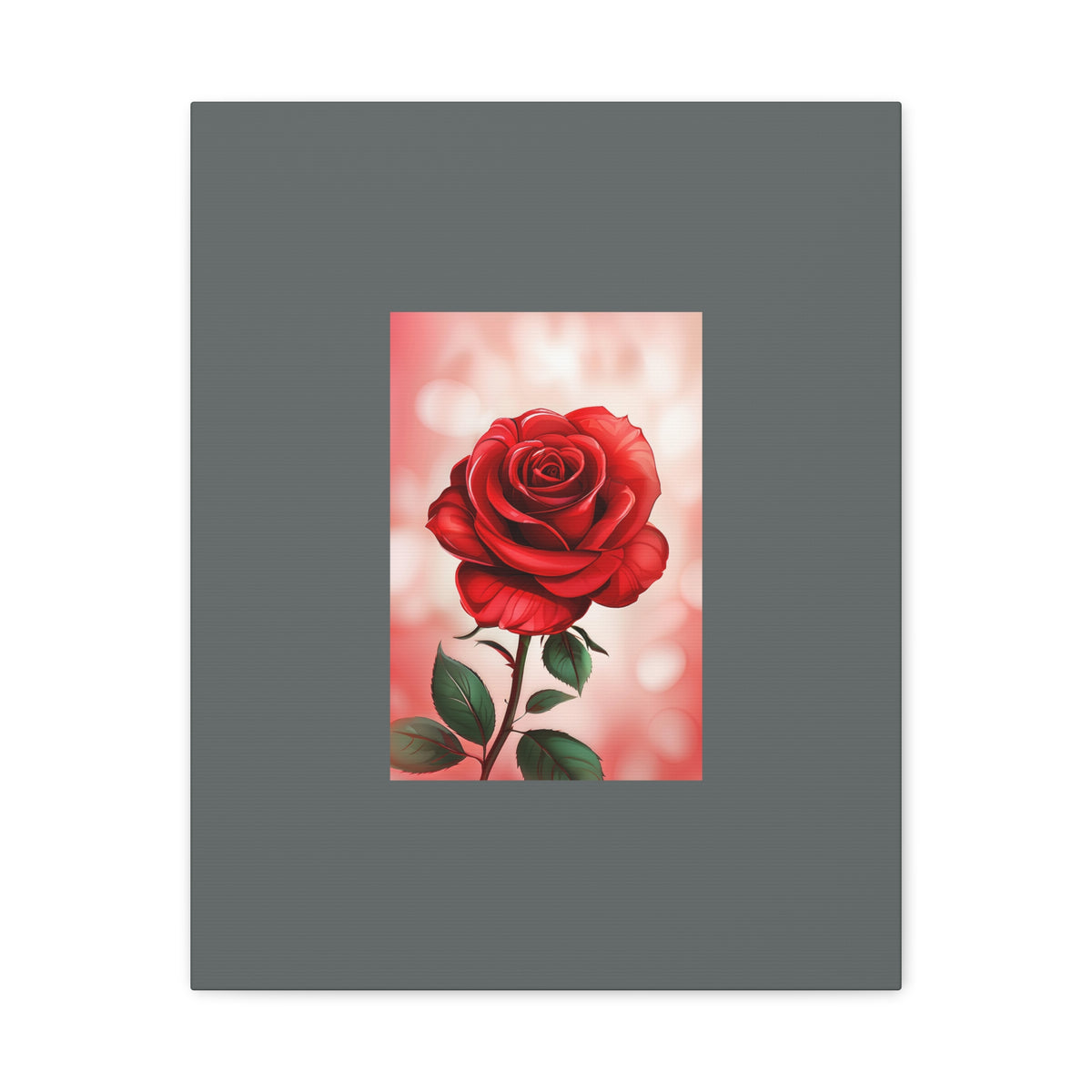 Red Rose Vertical Matte Canvas Print — Romantic Floral Wall Art