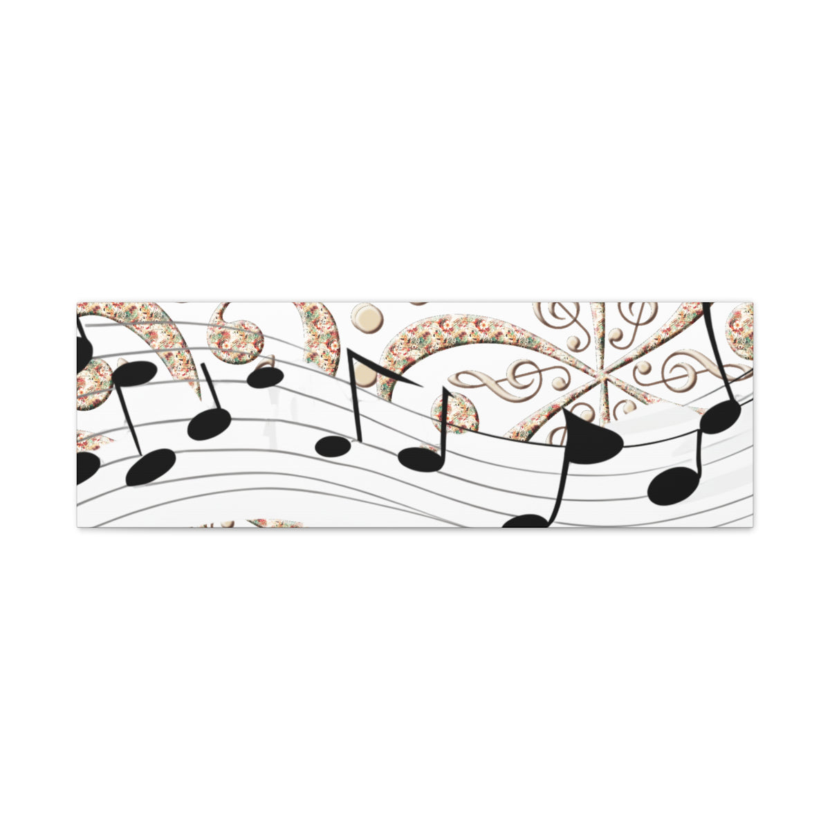 Musical Note Canvas Art, Floral Decor for Home, Music Lover Gift, Wall Art for Musicians, Unique Gift Idea