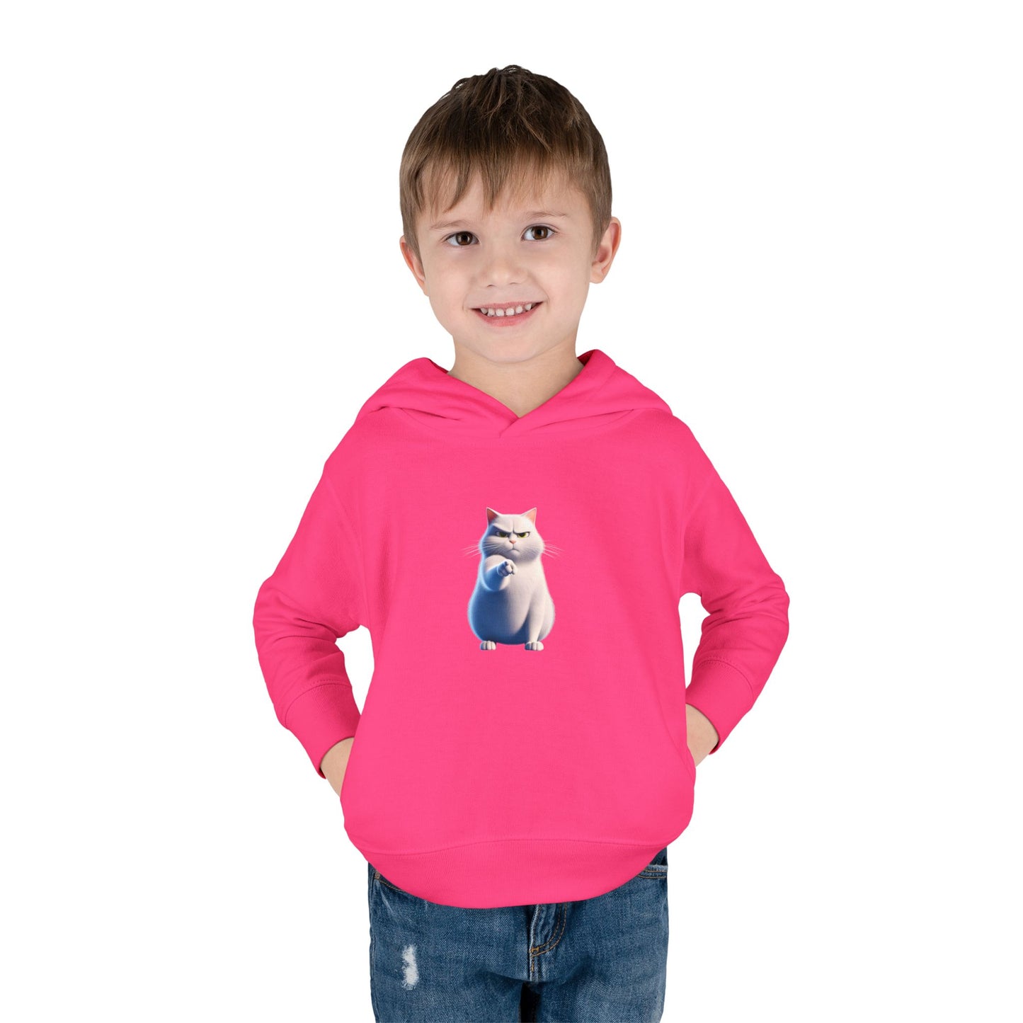 Cute Cat Toddler Hoodie, Fleece Pullover, Kids Sweatshirt, Birthday Gift, Animal Lover Apparel, Cozy Kids Clothing