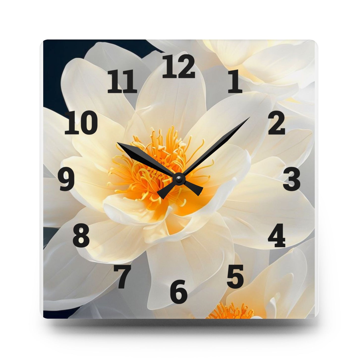 Elegant Bloom Acrylic Wall Clock, Floral Home Decor, Modern Wall Art