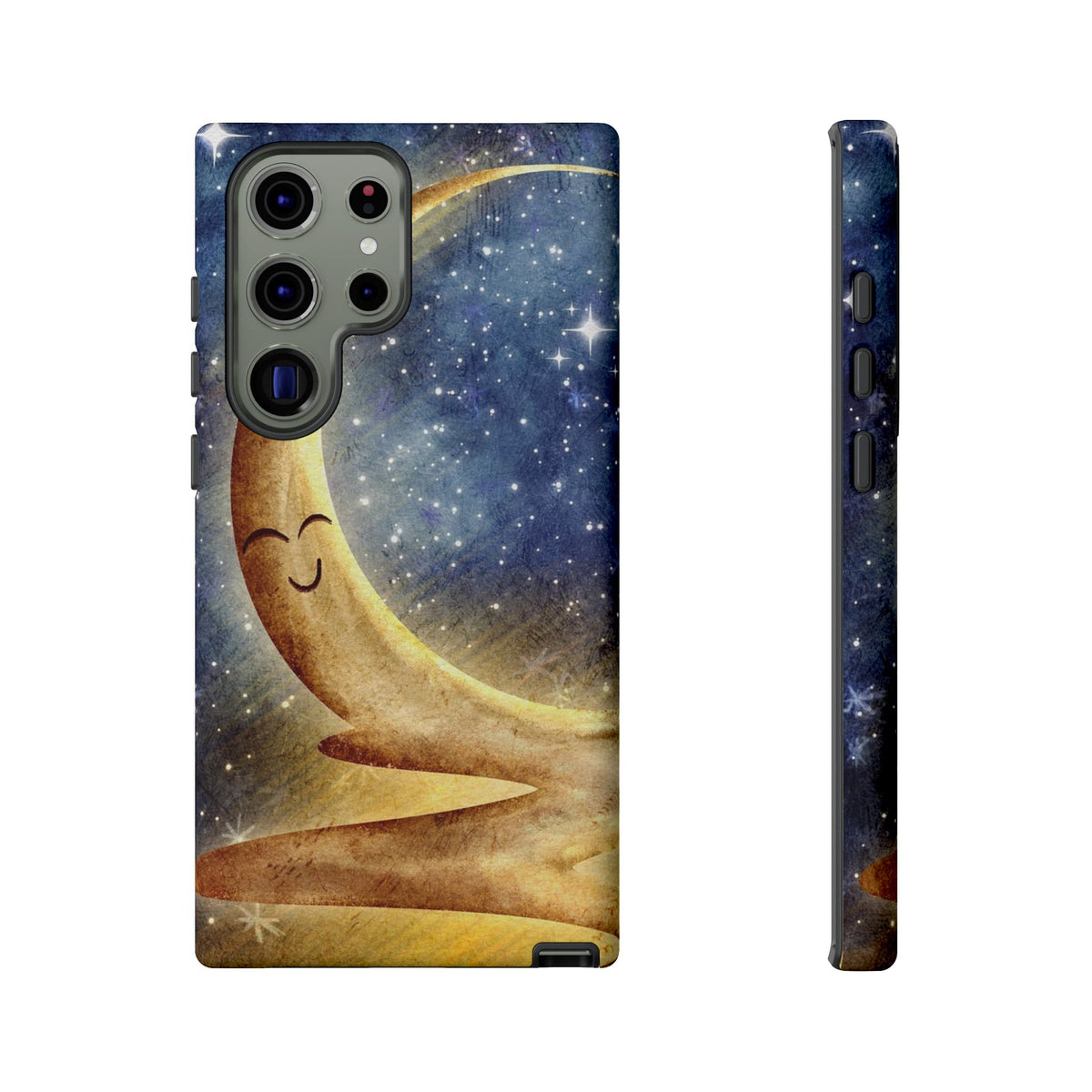 Moonlit Smile Phone Case — Starry Night Crescent Moon iPhone Cover