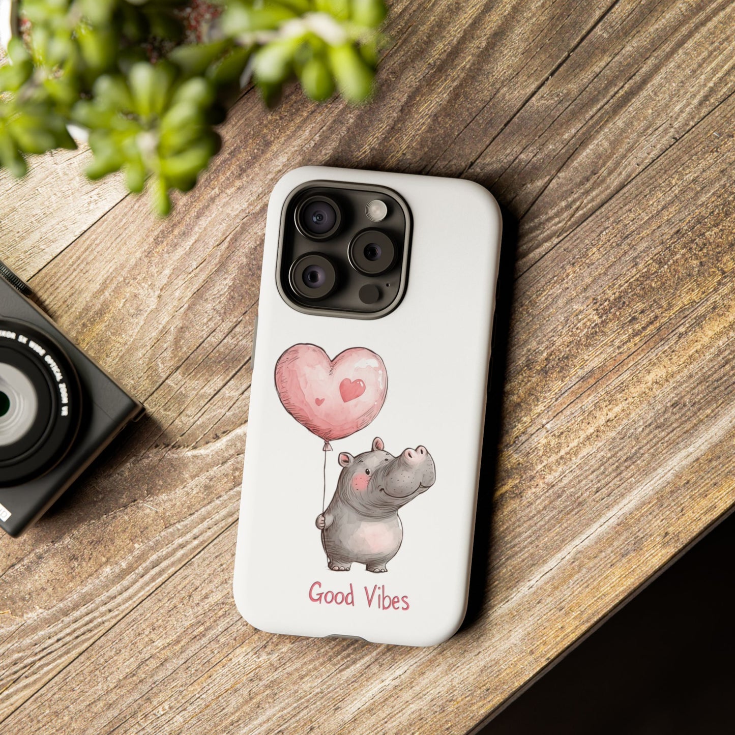 Cute Hippo Phone Case - Good Vibes Design, Animal Lover Gift, Fun Accessory, Birthday Present, Phone Accessories