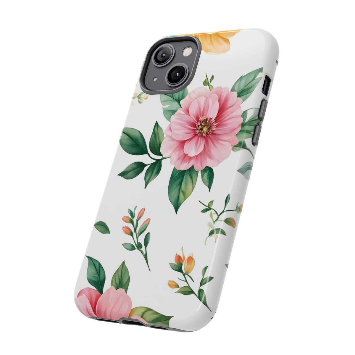 Floral Tough Phone Case — Pink Peony Protective Phone Cover