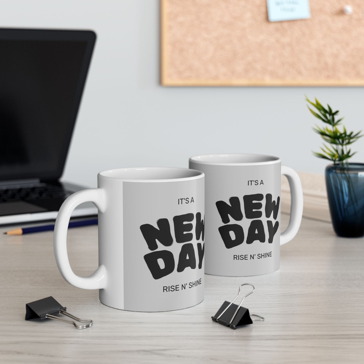 Inspirational Ceramic Mug - "New Day" Theme, Motivational Gift, Coffee Lover, Kitchen Decor, Wellness