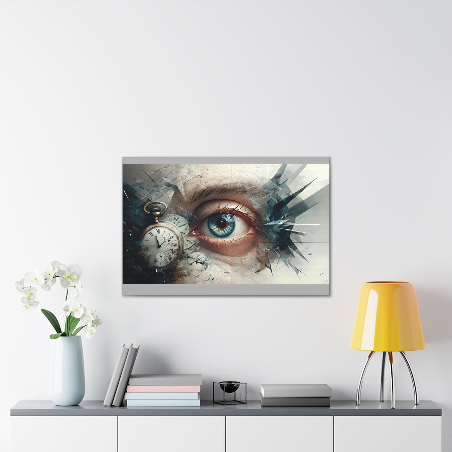 Surreal Canvas Wall Art, Eye with Vintage Clock