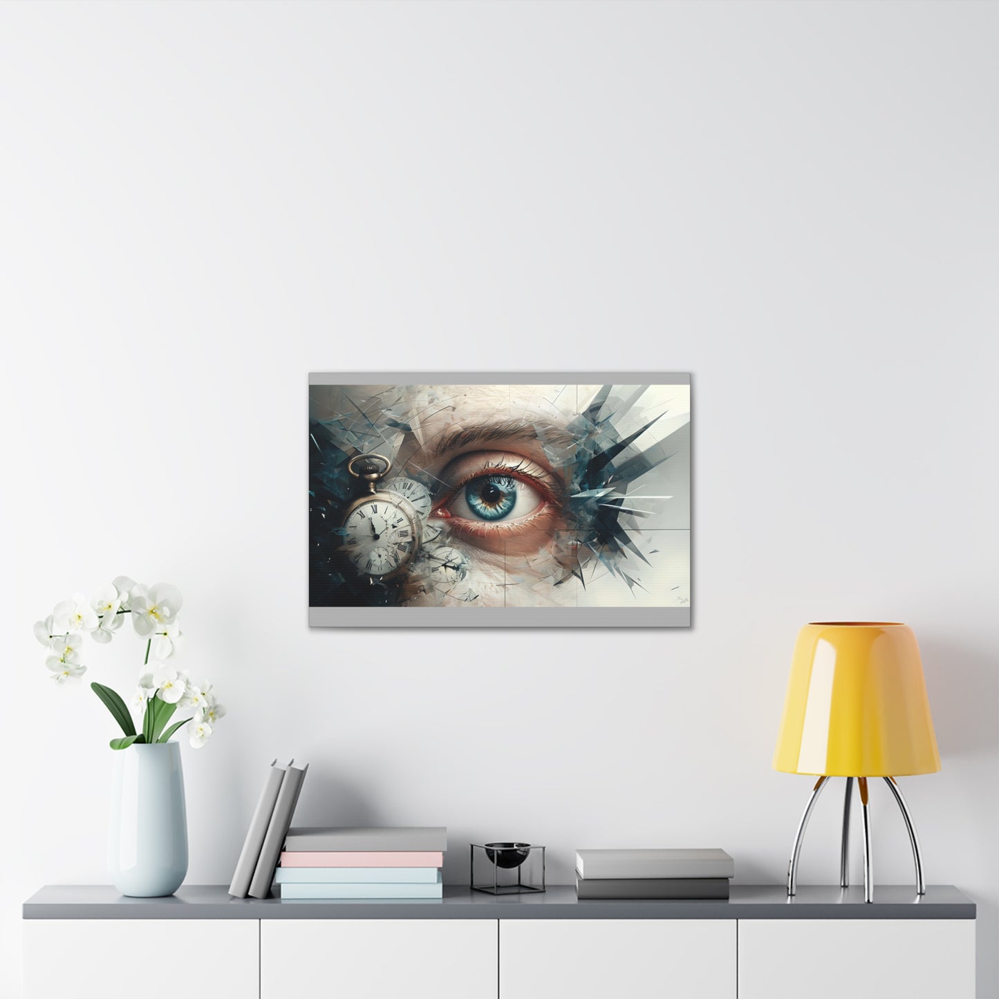 Surreal Canvas Wall Art, Eye with Vintage Clock