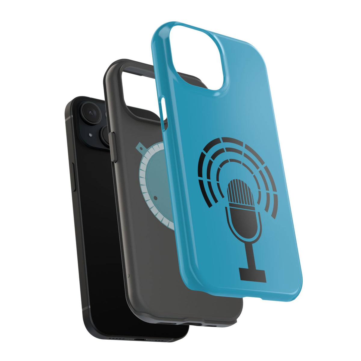 Phone Case — Retro Microphone Podcast Design, Magnetic Impact-Resistant