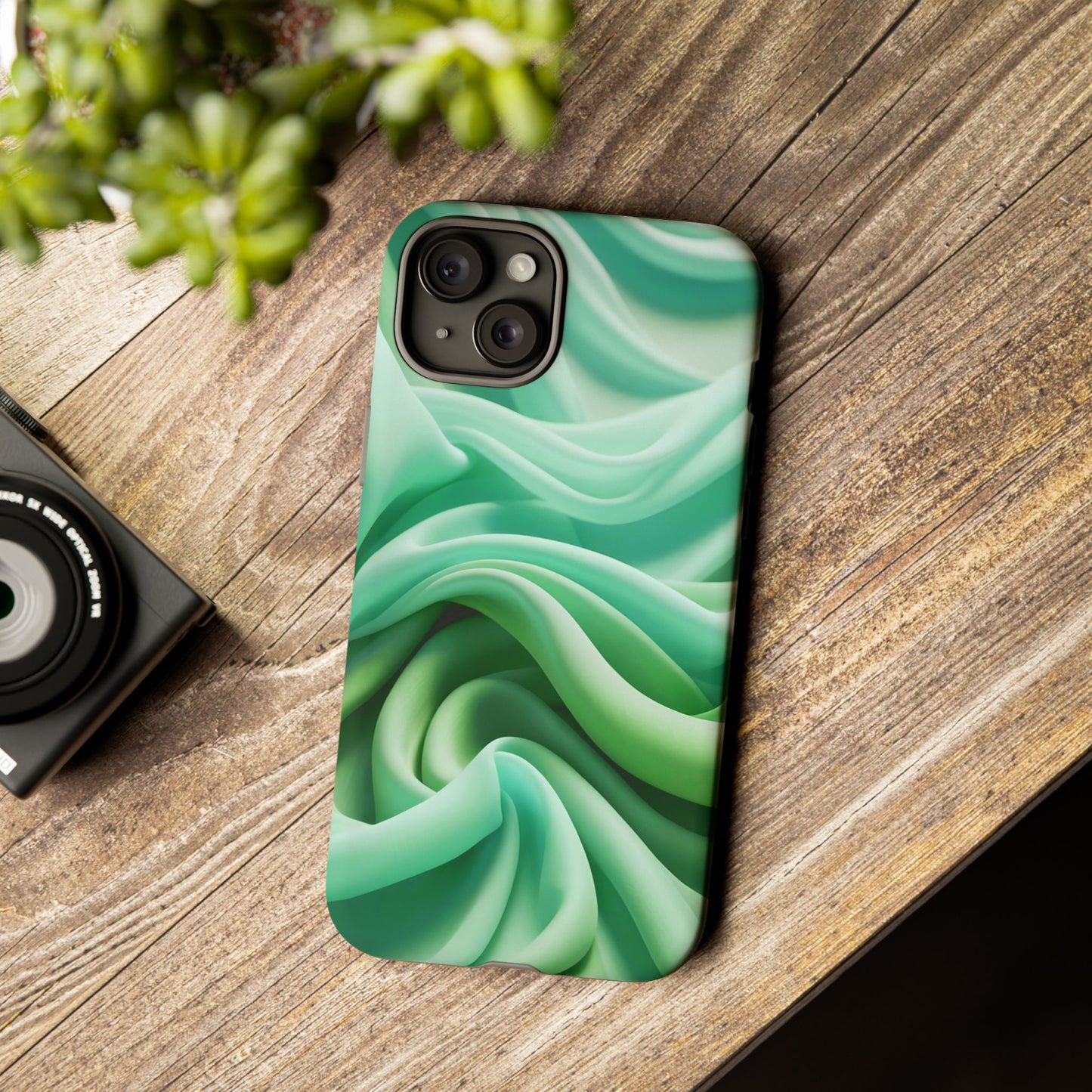 Stylish Phone Case, Tough Case, Green Abstract Design, Cell Phone Cover, Unique Gift, Trendy Accessory