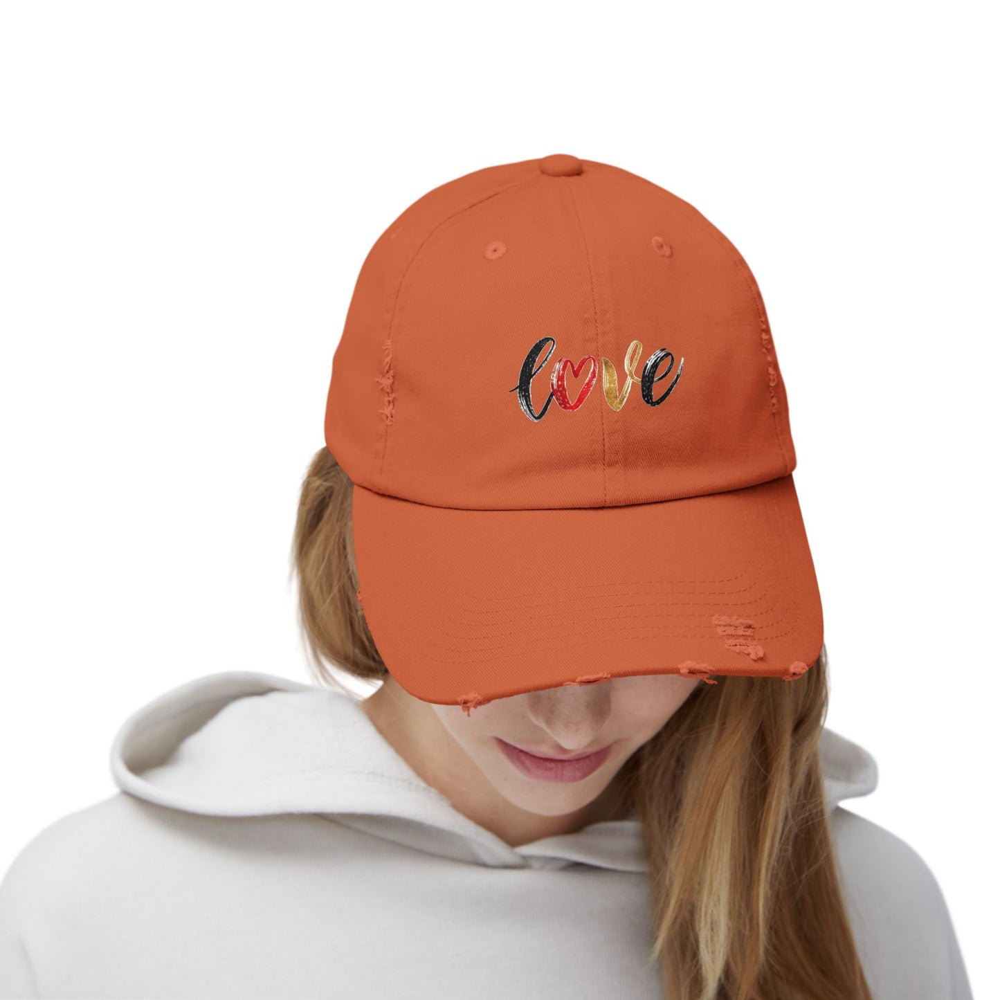 Distressed Love Cap - Casual Unisex Hat for Everyday Wear, Gift for Her, Summer Accessory, Trendy Streetwear, Distressed Cap