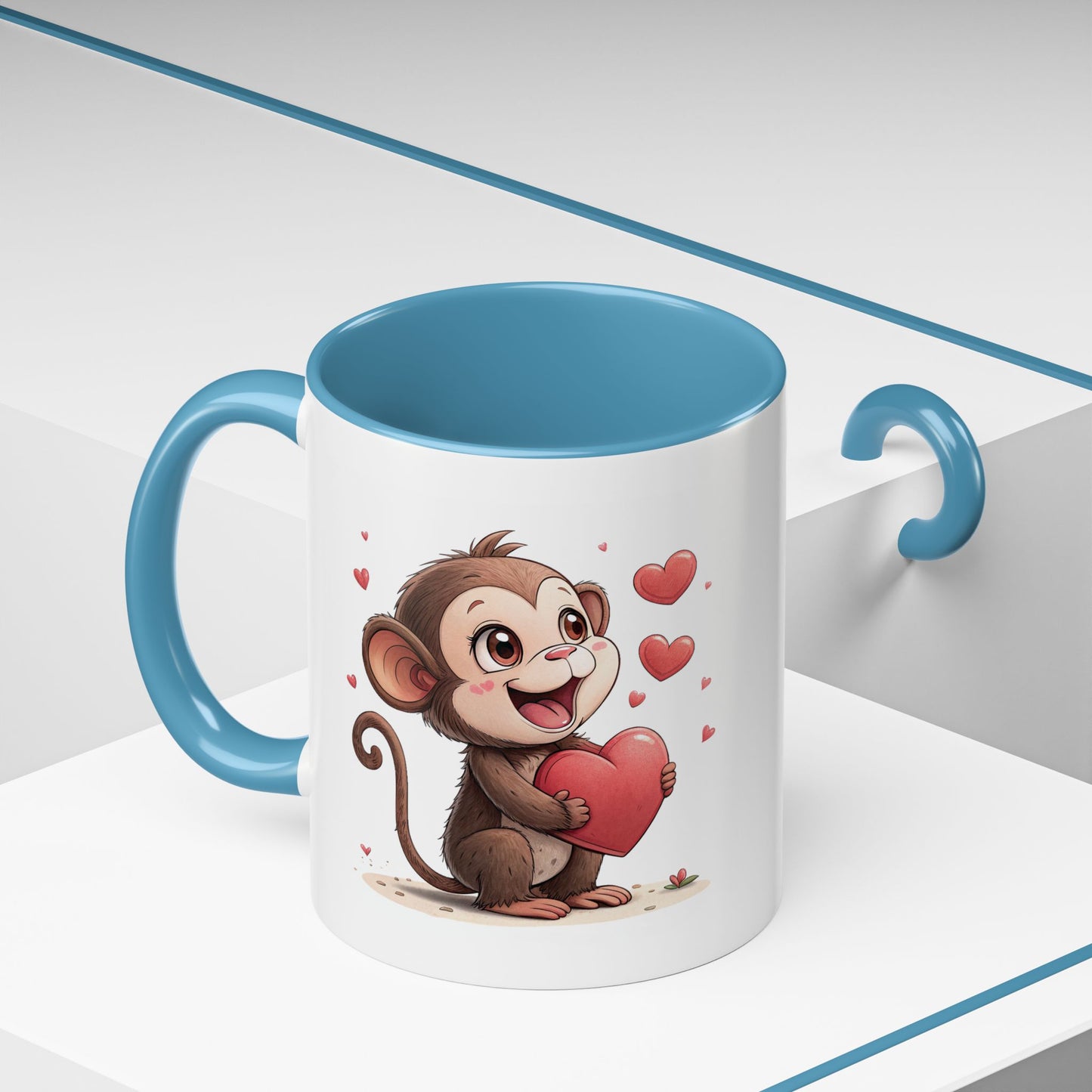 Cute Monkey Love Coffee Mug, Valentine's Gift, Animal Lover's Mug, Heartfelt Coffee Cup, Fun Kitchen Decor