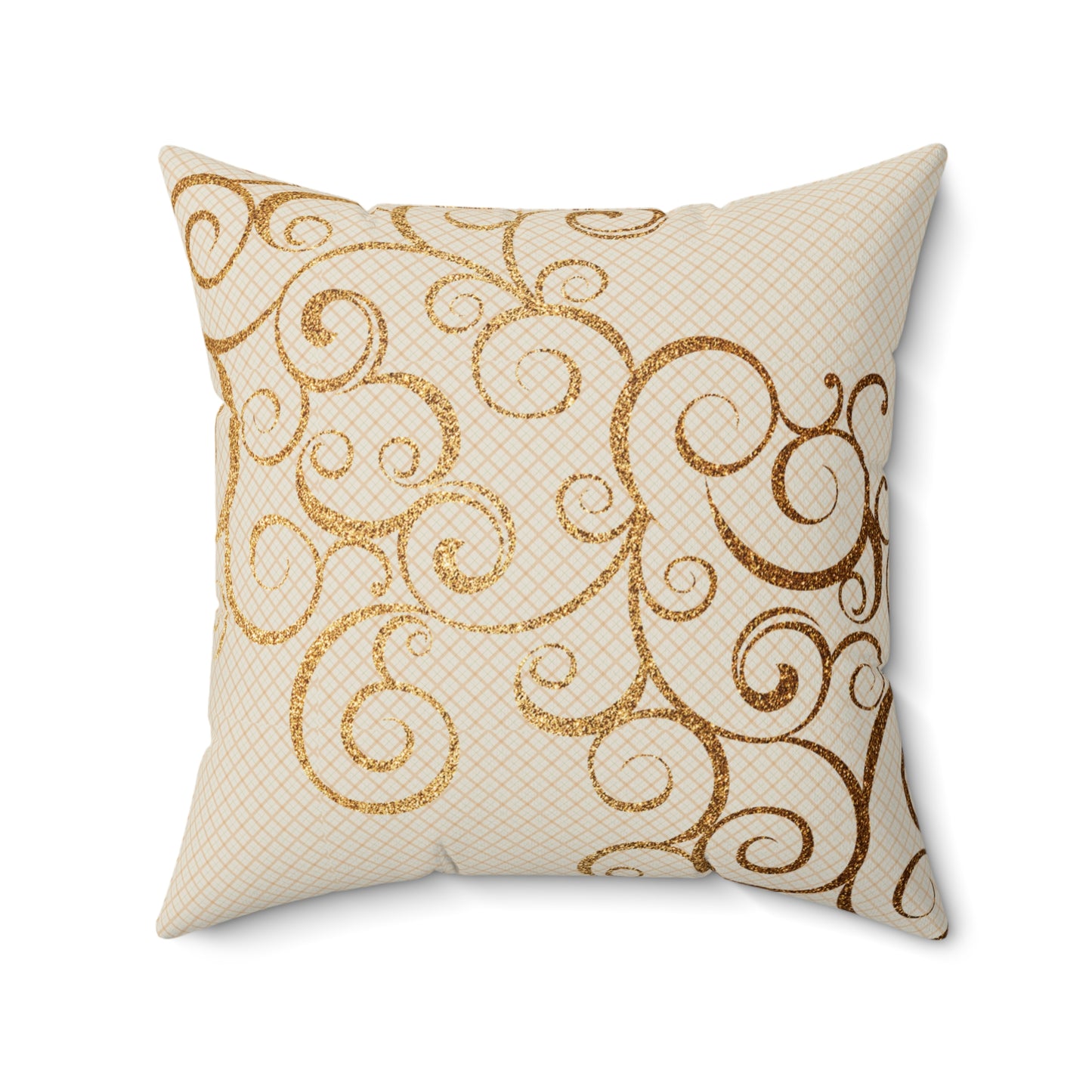 Elegant Swirl Decorative Pillow, Chic Home Accent, Cozy Living Room Decor, Gold Patterned Throw Cushion, Stylish Gift for Weddings