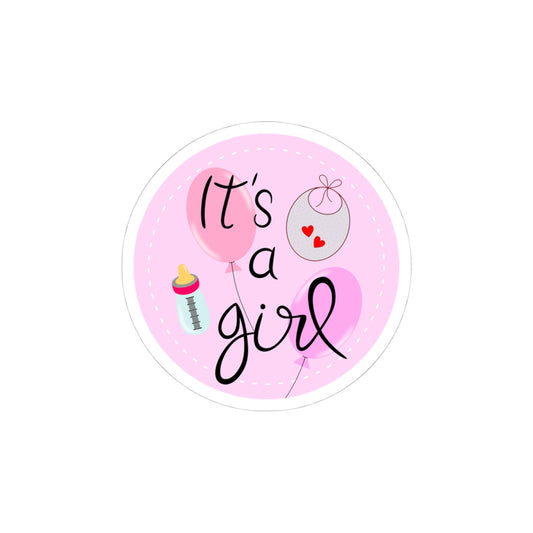 It's a Girl Kiss-Cut Stickers – Baby Shower Decor, Cute Pink Stickers, Gift Tags, Scrapbooking, Party Favors, Laptop Stickers